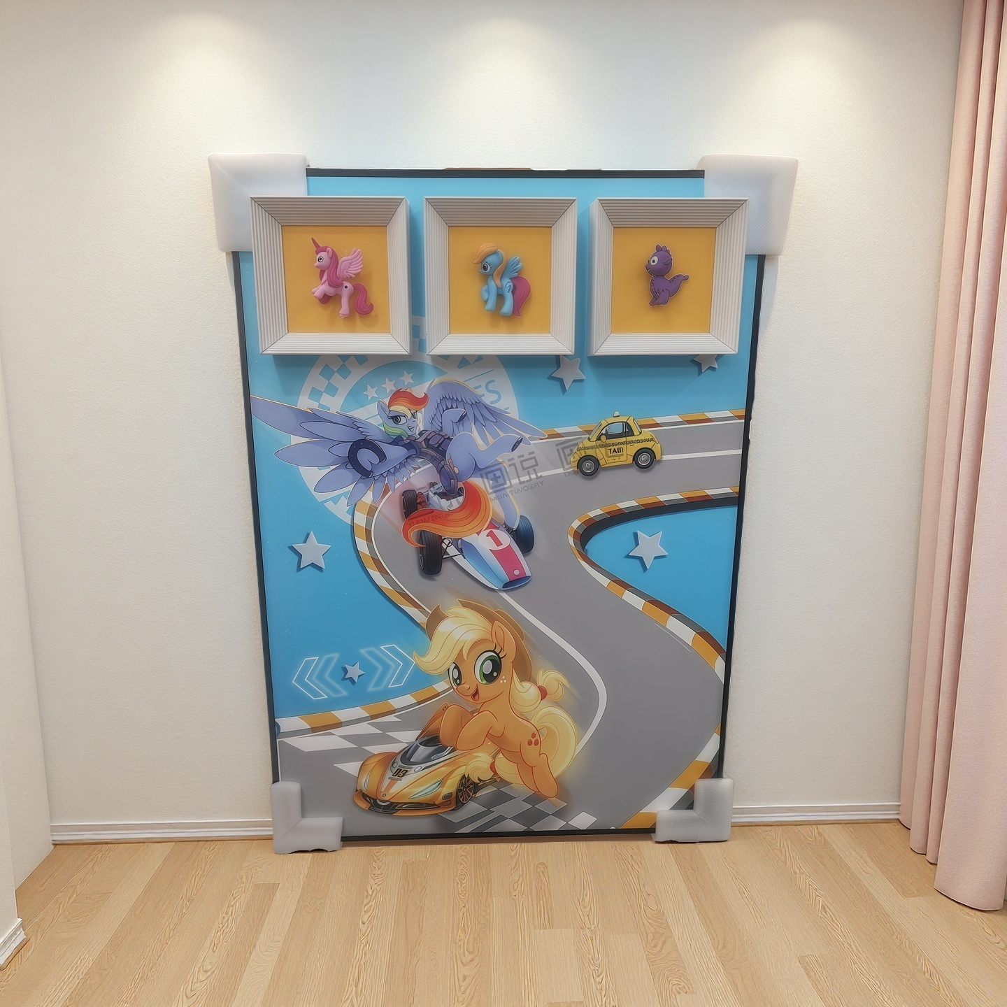 3D Pony Racing Wall Art for Kids, Colorful Figurine Decor Mounted on Wall – 50×70cm