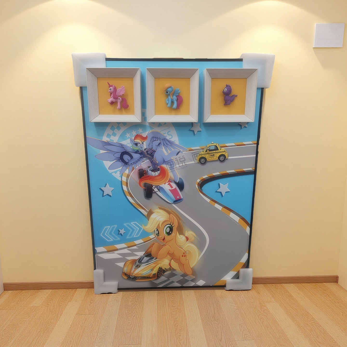 3D Pony Racing Wall Art for Kids, Colorful Figurine Decor Mounted on Wall – 50×70cm