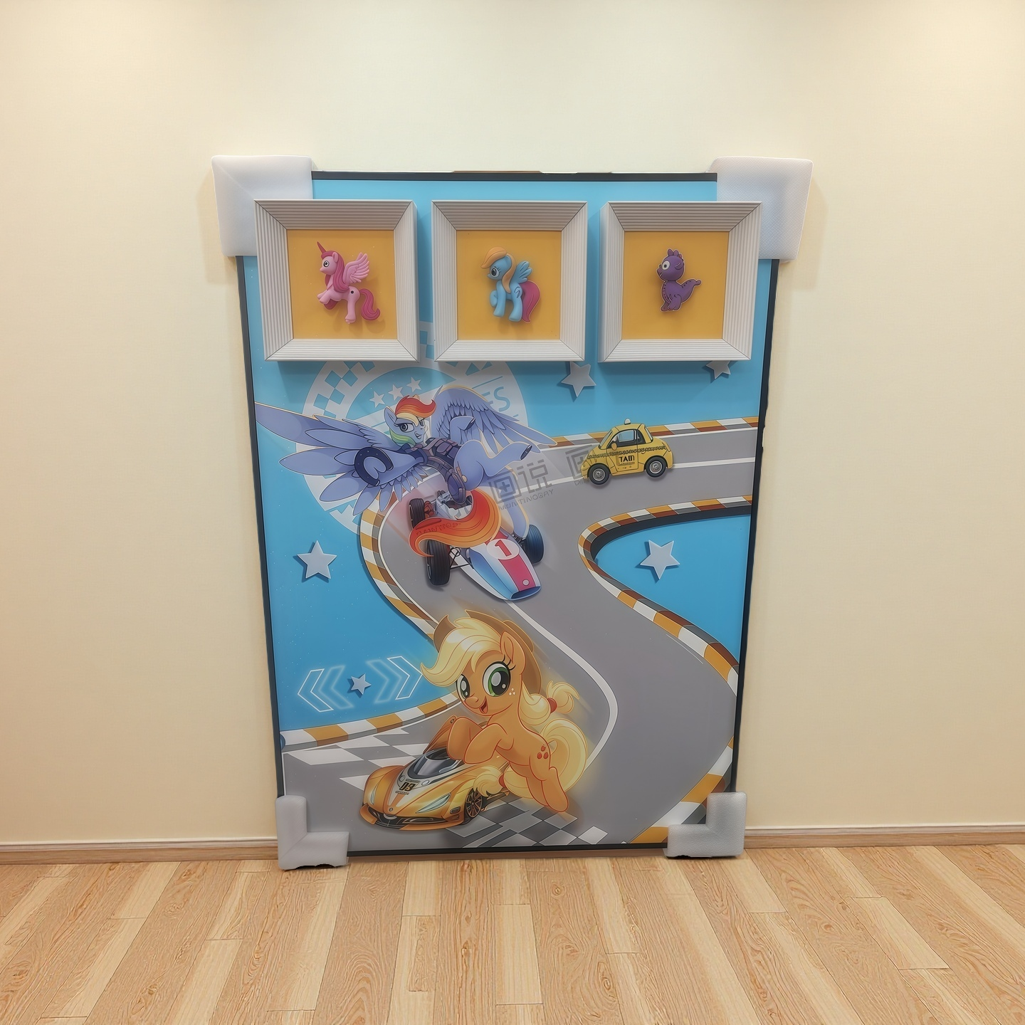3D Pony Racing Wall Art for Kids, Colorful Figurine Decor Mounted on Wall – 50×70cm