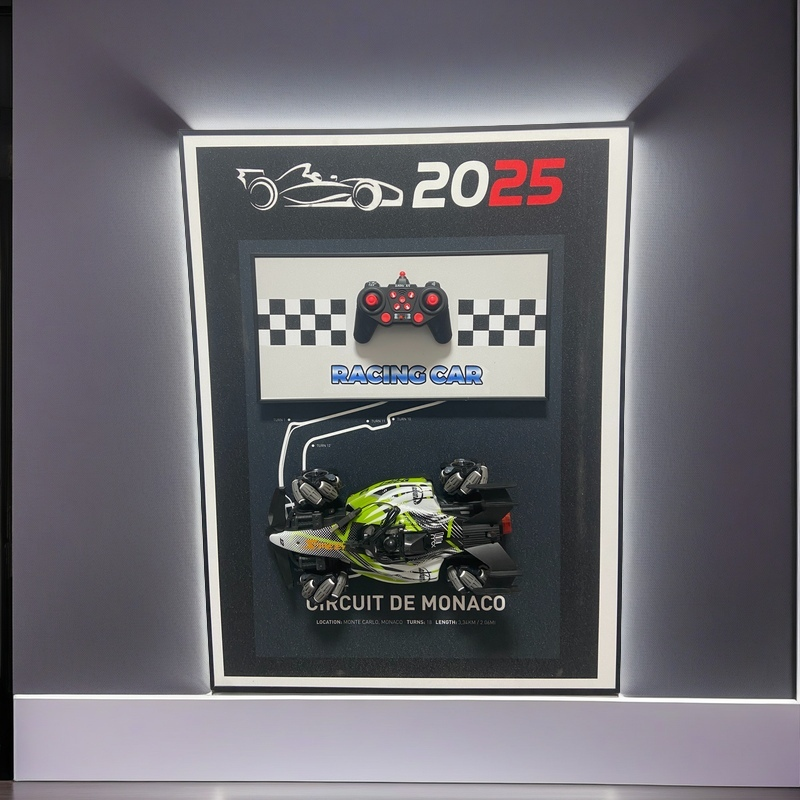 F1 3D wall art featuring detachable RC car and Monaco racing circuit for home decoration