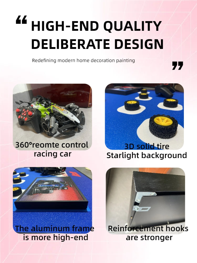 F1 3D wall art featuring detachable RC car and Monaco racing circuit for home decoration
