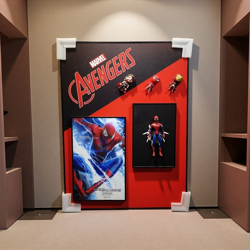Marvel Spiderman 3D Wall Art Decor with Fixed Figurine, Red Black Superhero Poster 60x80cm for Living Room or Game Room