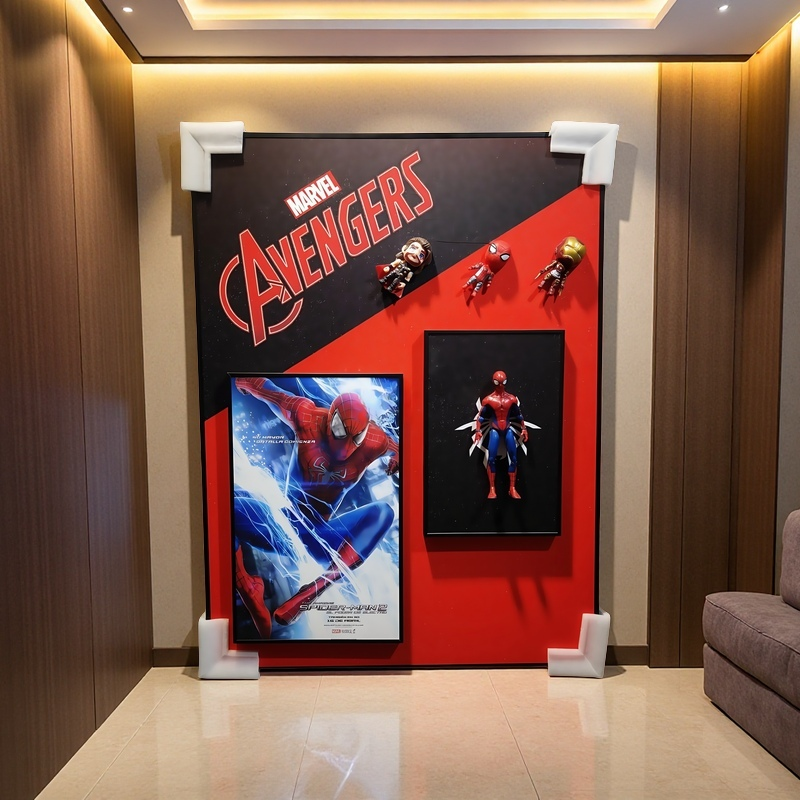 Marvel Spiderman 3D Wall Art Decor with Fixed Figurine, Red Black Superhero Poster 60x80cm for Living Room or Game Room