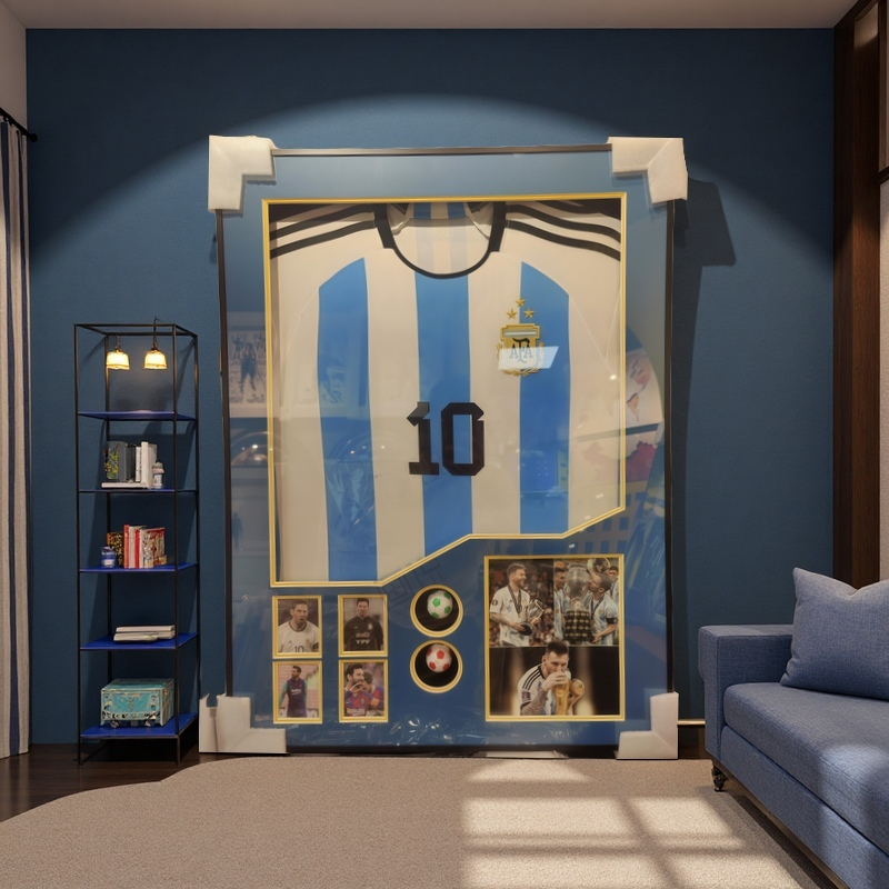 Argentina No.10 Messi Framed Jersey Wall Art with 3D Shadowbox Display