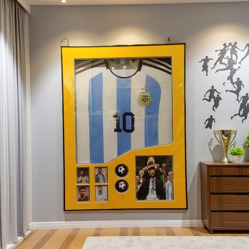 Argentina No.10 Messi commemorative jersey wall art with openable frame and photo collage