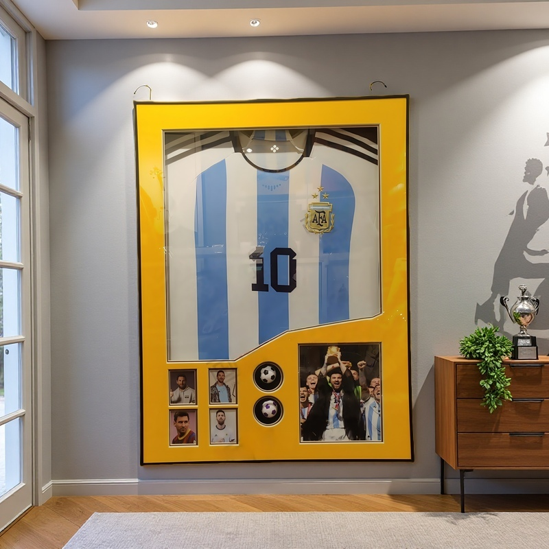 Argentina No.10 Messi commemorative jersey wall art with openable frame and photo collage