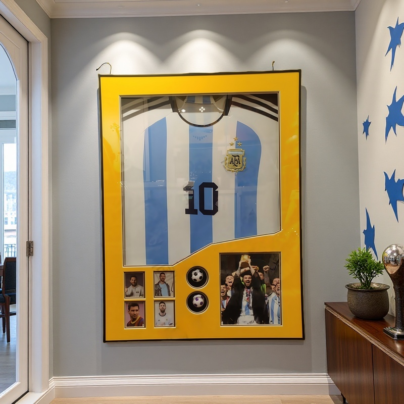 Argentina No.10 Messi commemorative jersey wall art with openable frame and photo collage