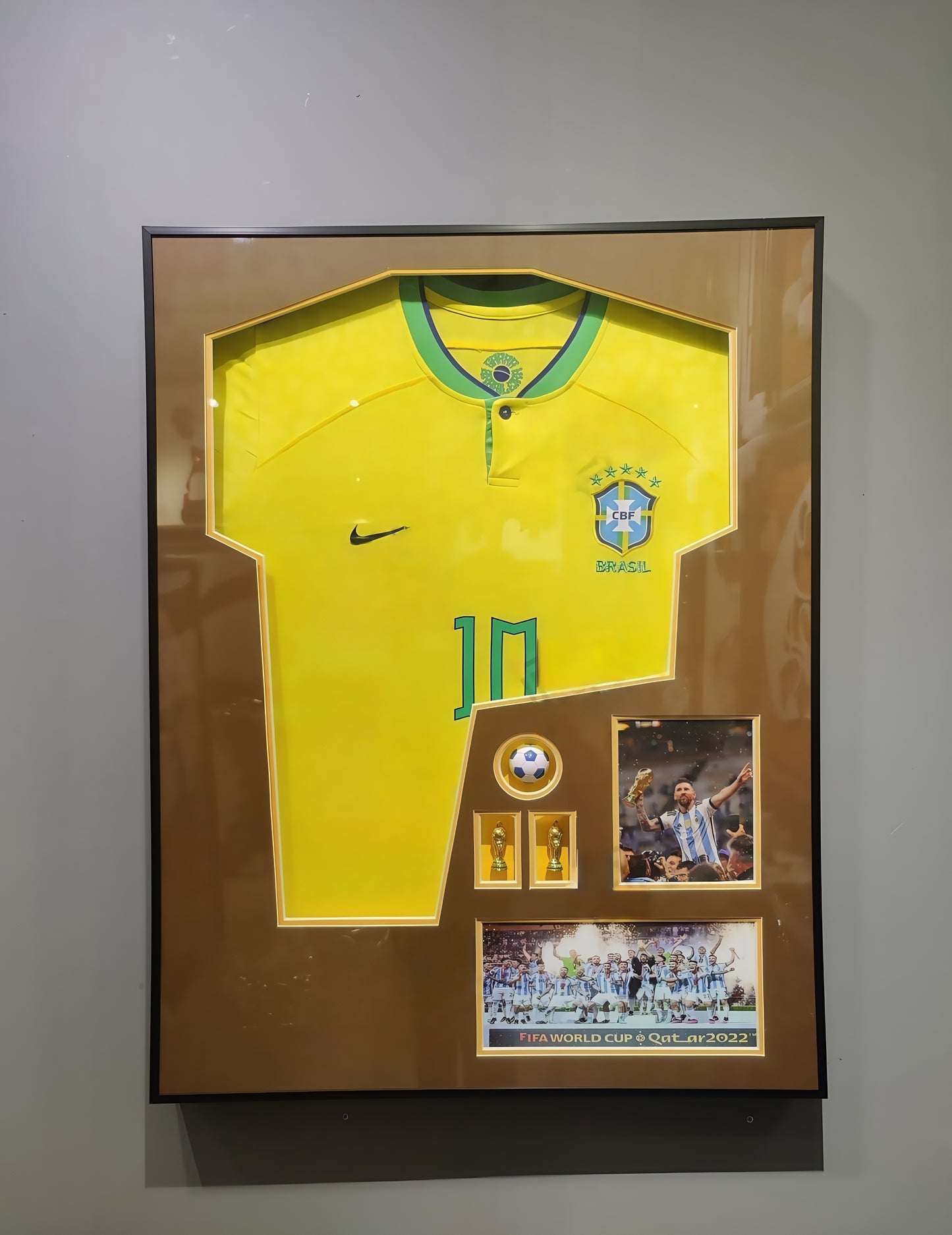 Brazil National Team Jersey 3D Display Frame | Openable PC Cover | 60×80cm