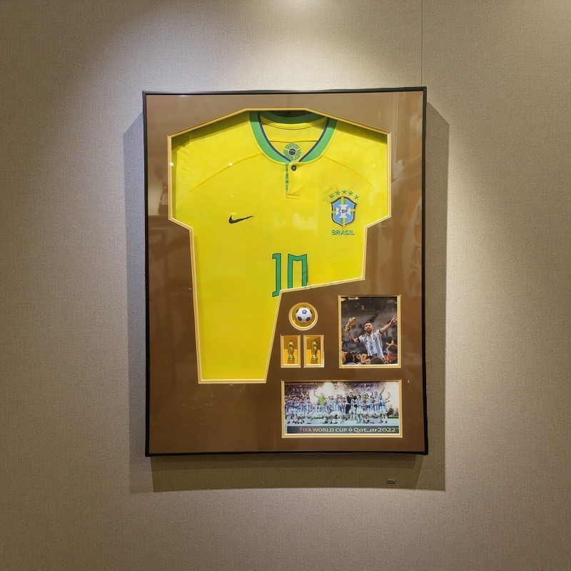 Brazil National Team 3D Football Jersey Display Frame with Openable Transparent Cover, 60×80cm