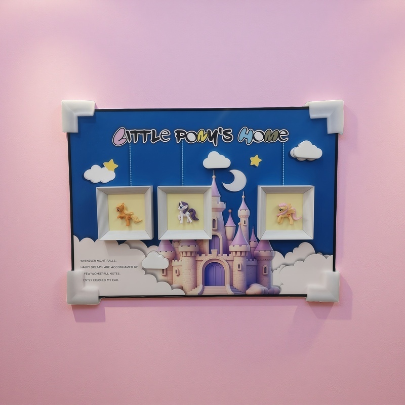 Colorful pony-themed hanging wall frame for kids