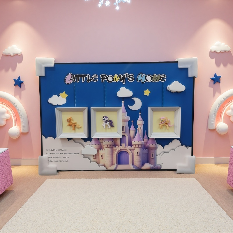 Colorful pony-themed hanging wall frame for kids