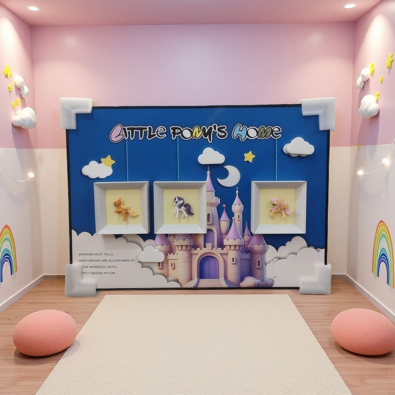 Little Pony 3D wall art with castle background
