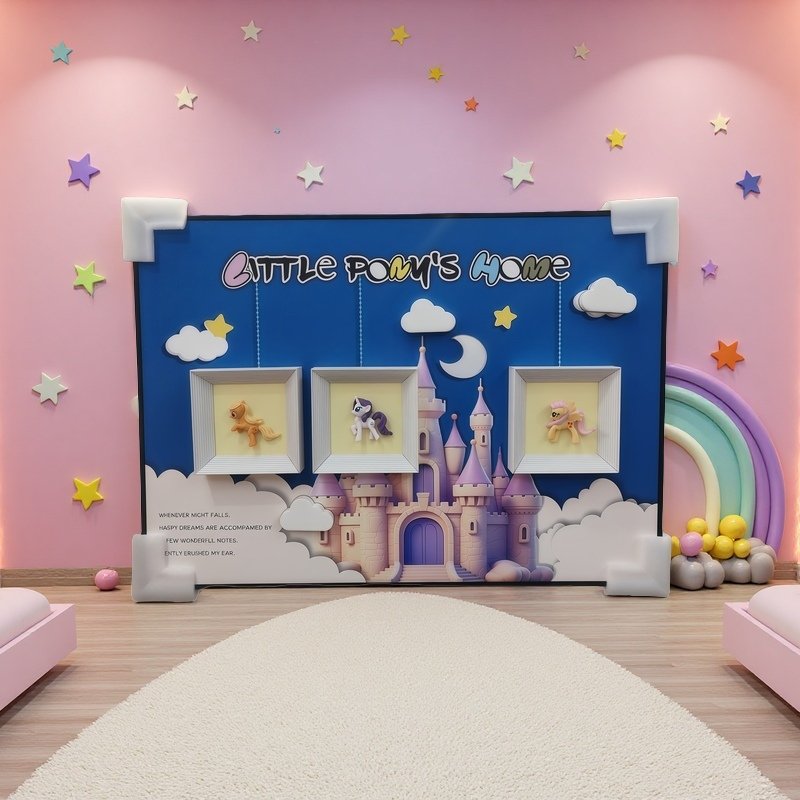 Little Pony 3D wall art with castle background