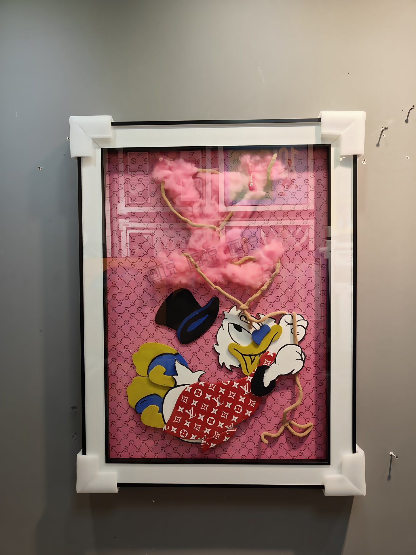 Donald Duck luxury pink heart 3D wall hanging art decor 60×80cm displayed on wall