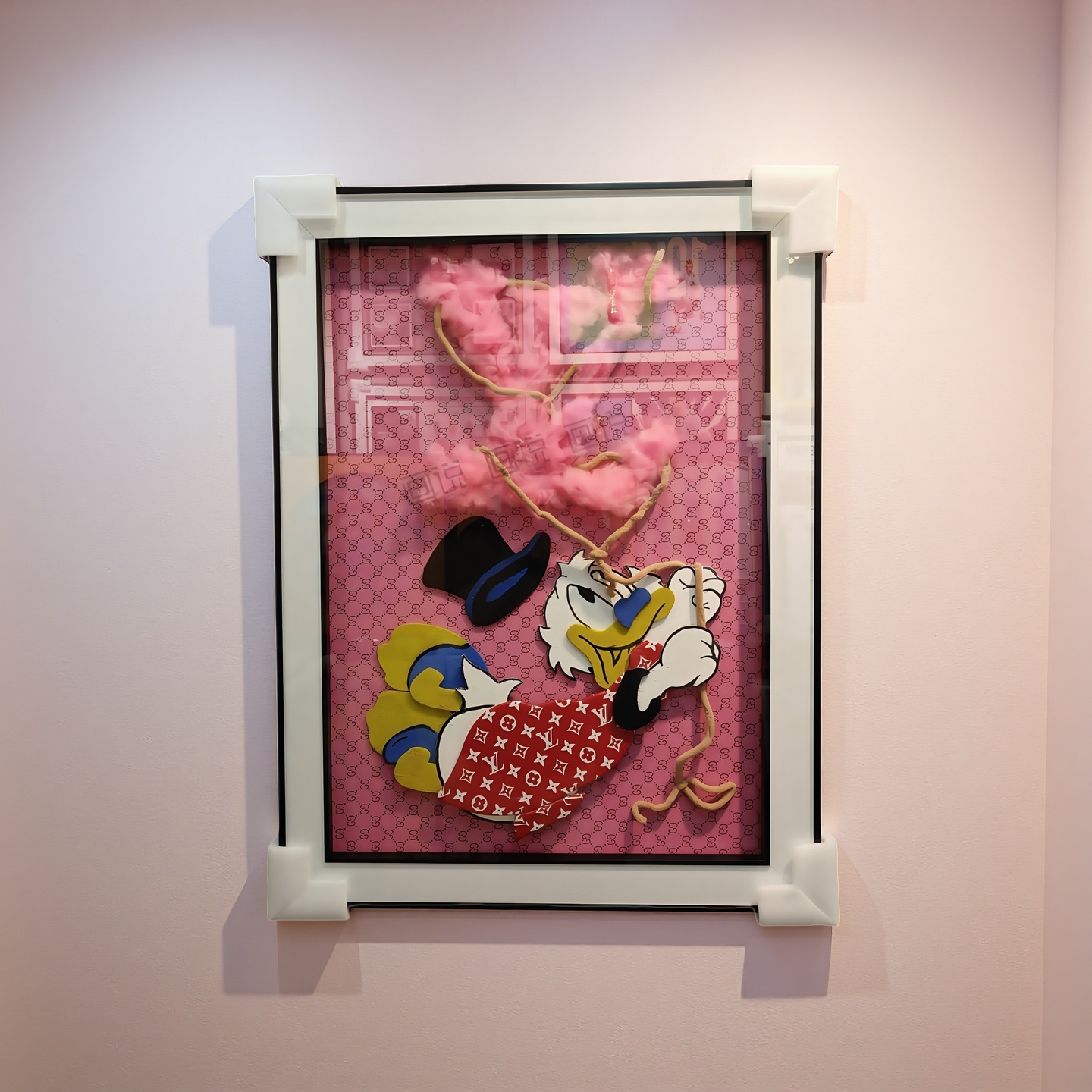 Donald Duck luxury pink heart 3D wall hanging art decor 60×80cm displayed on wall