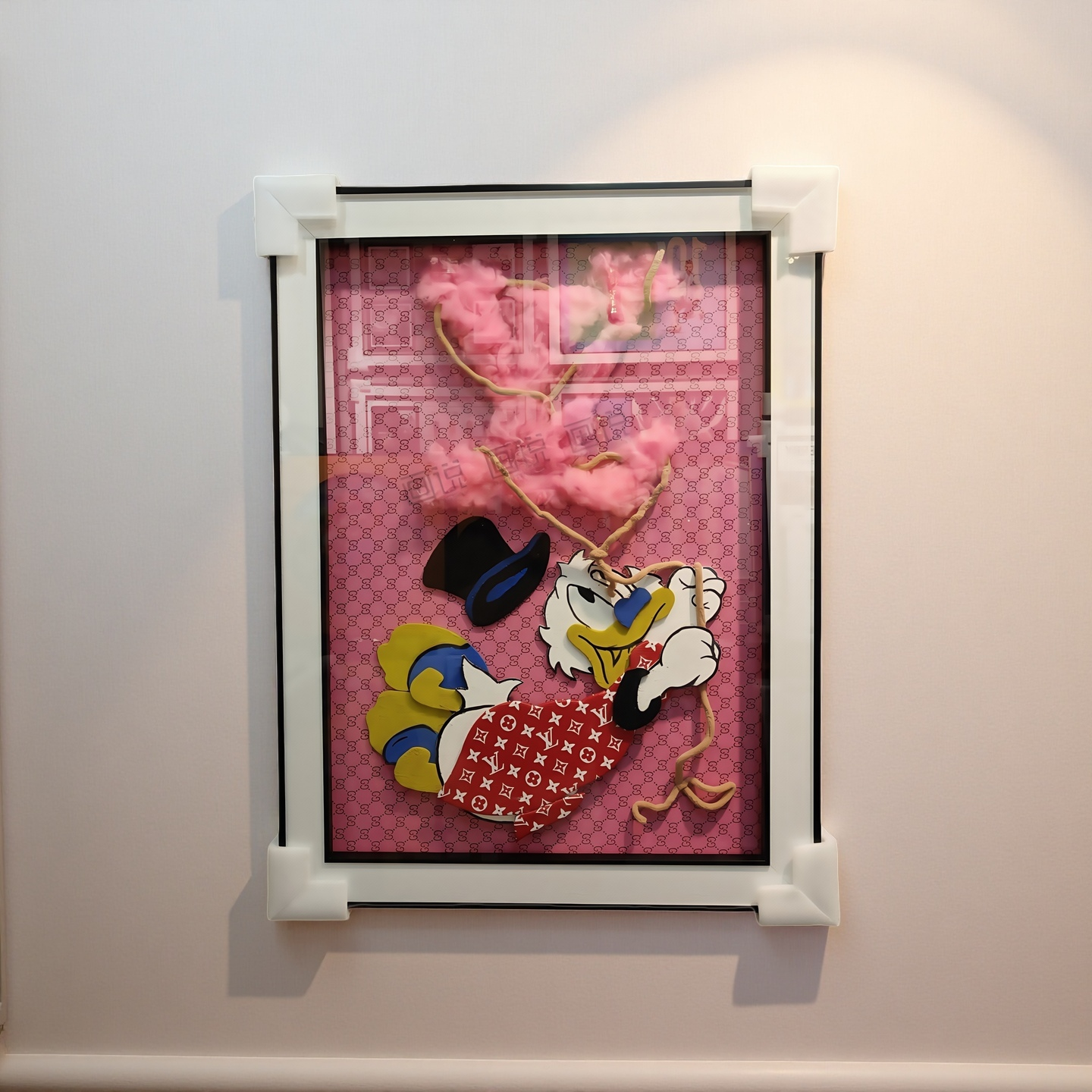 Donald Duck luxury pink heart 3D wall hanging art decor 60×80cm displayed on wall