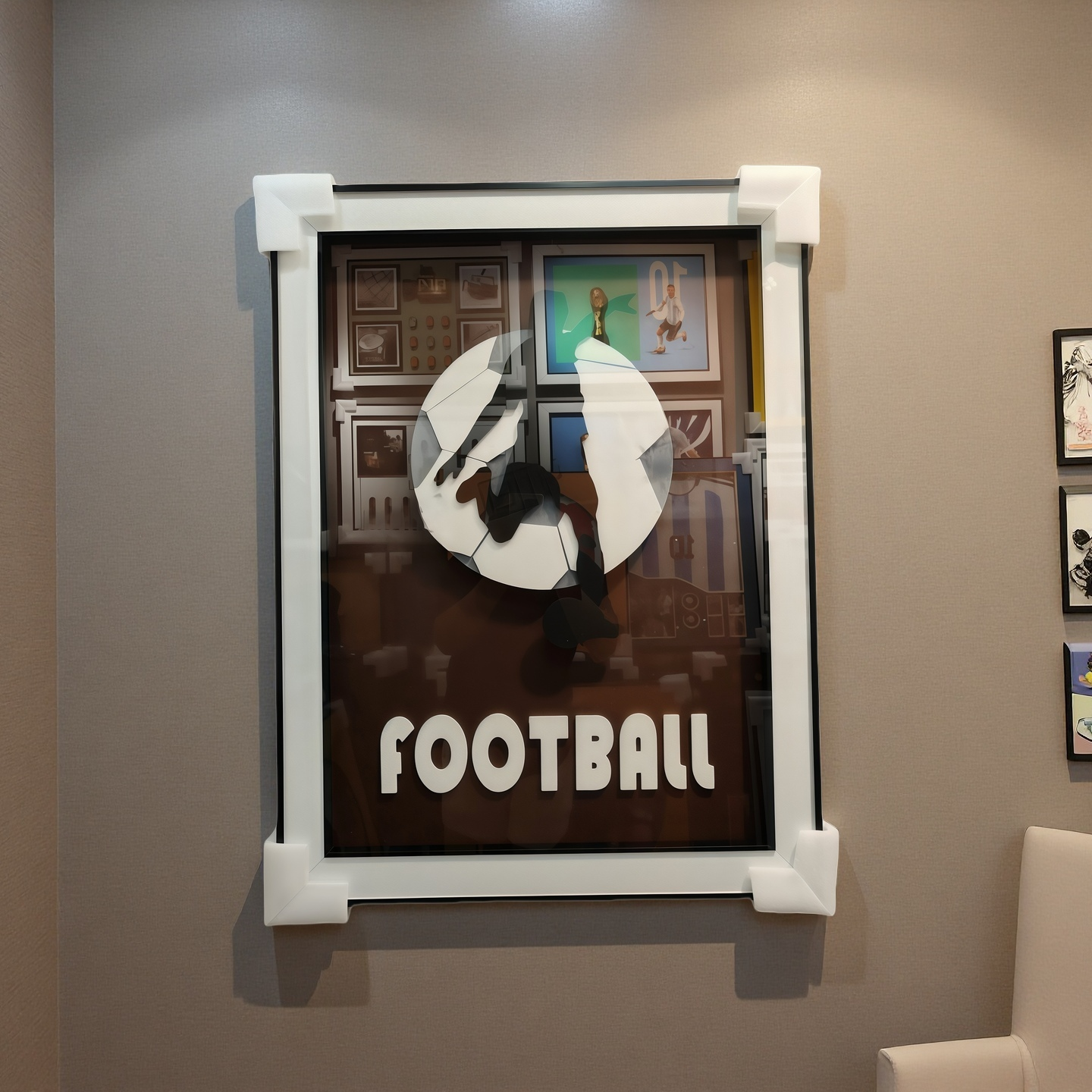 Football Theme 3D Wall Hanging Art in 60×80cm size displayed on wall