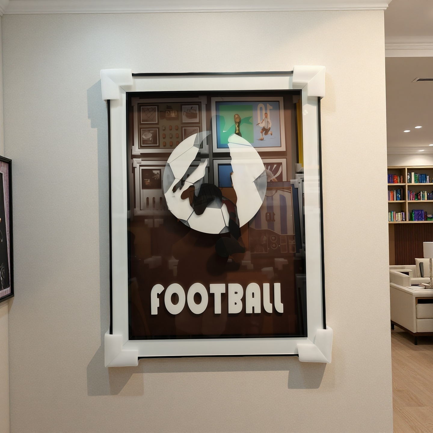 Football Theme 3D Wall Hanging Art in 60×80cm size displayed on wall