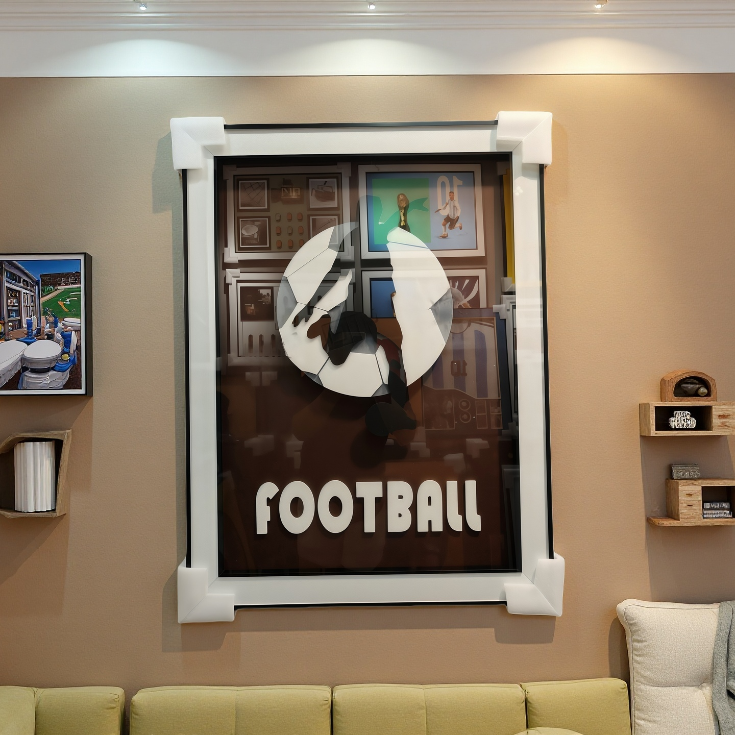 Football Theme 3D Wall Hanging Art in 60×80cm size displayed on wall