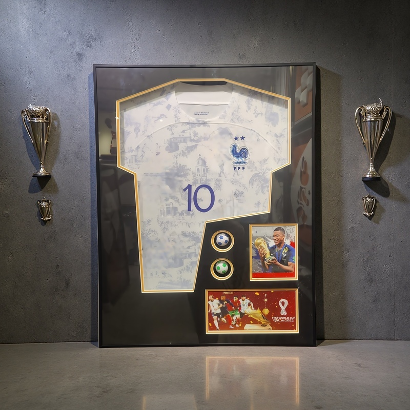 France No.10 jersey shadowbox with transparent interchangeable frame - football wall art decor