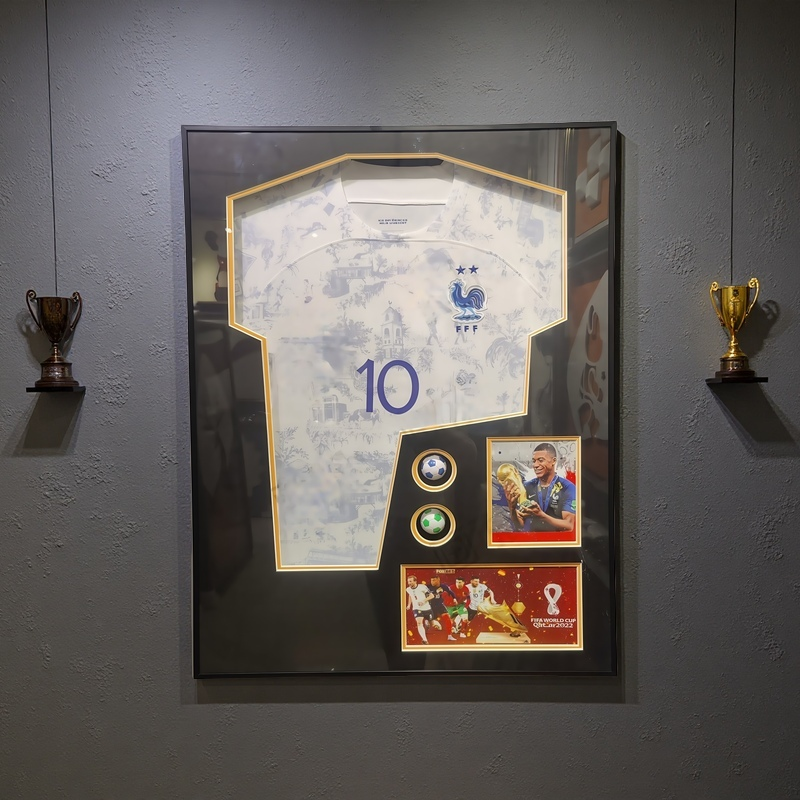 France No.10 jersey shadowbox with transparent interchangeable frame - football wall art decor