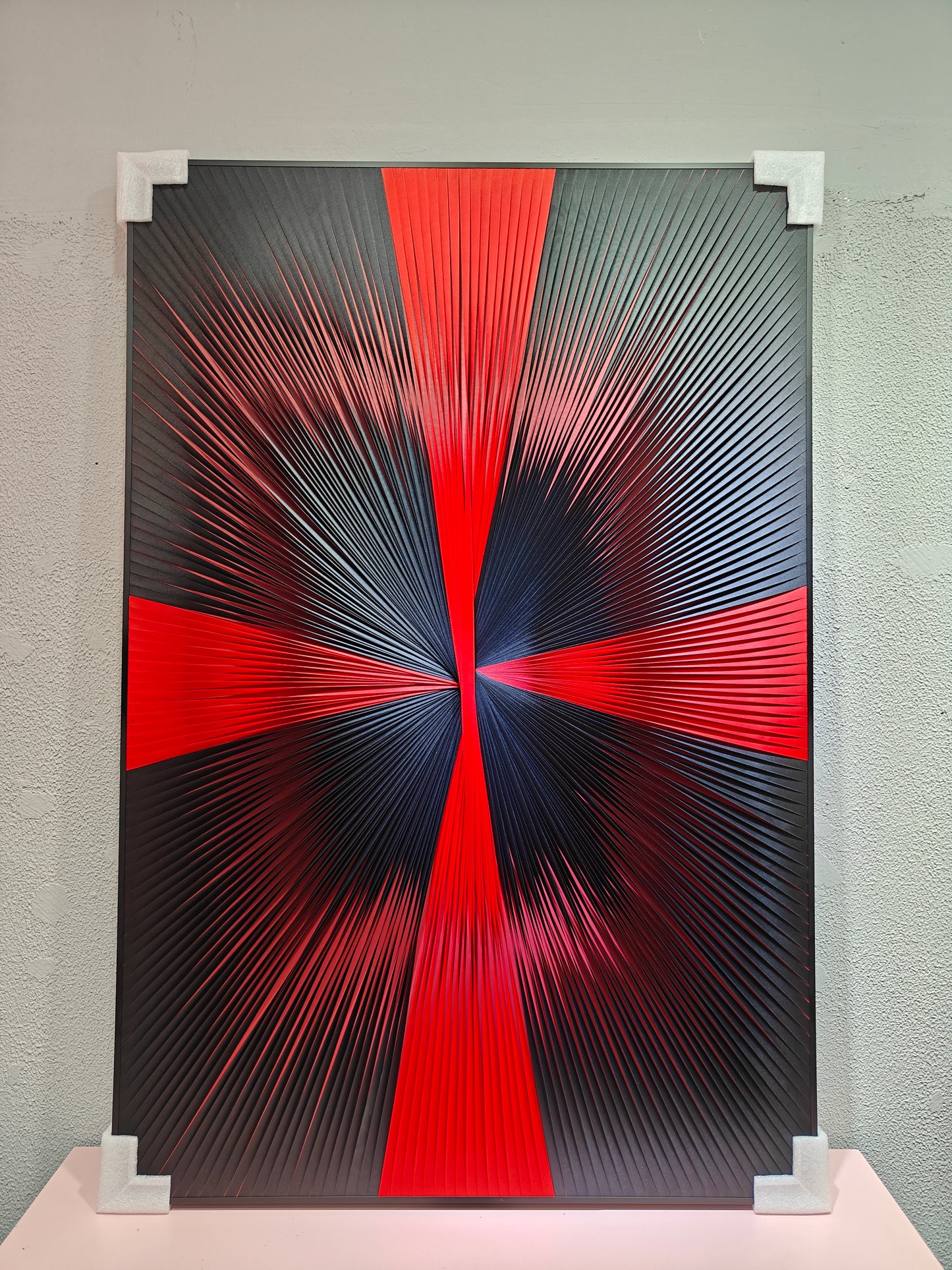 Gradient red and black ribbon textured wall art 80x120cm modern home decor