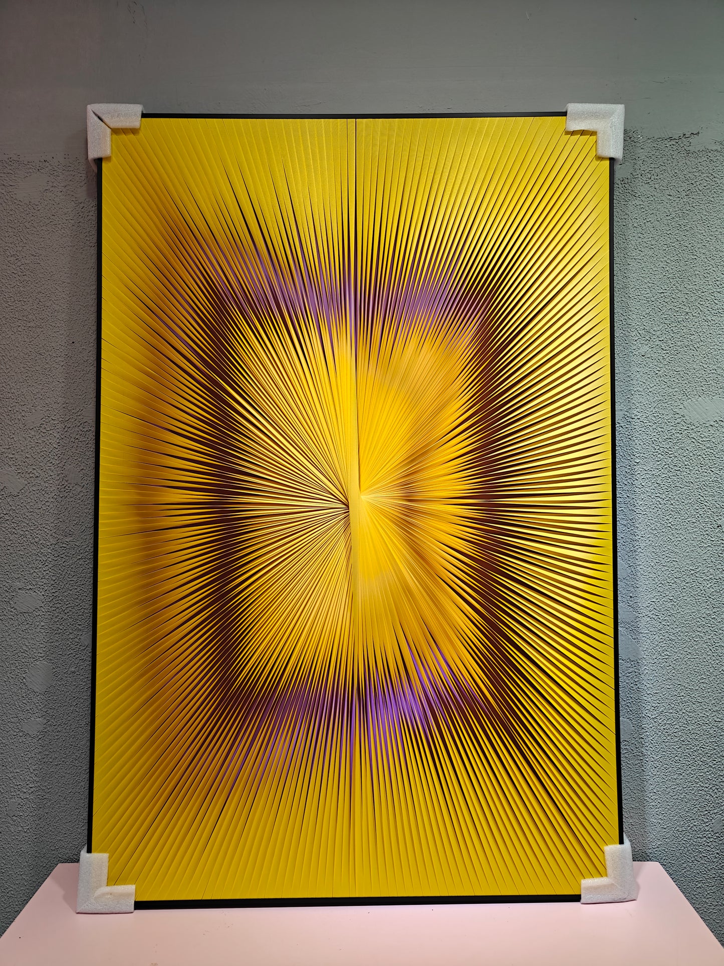 Gradient yellow and purple ribbon textured wall art 80x120cm modern home decor