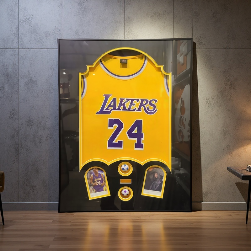 Framed Kobe Bryant Lakers #24 Jersey Wall Art – Customizable Display Frame for Basketball Fans