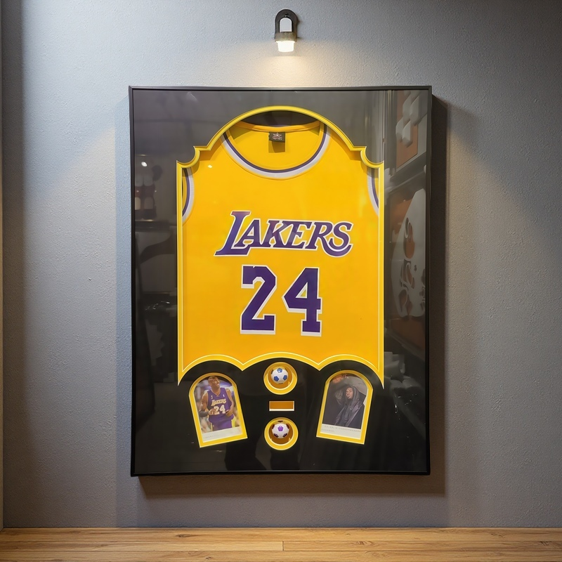 Framed Kobe Bryant Lakers #24 Jersey Wall Art – Customizable Display Frame for Basketball Fans