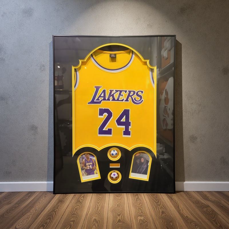 Framed Kobe Bryant Lakers #24 Jersey Wall Art – Customizable Display Frame for Basketball Fans