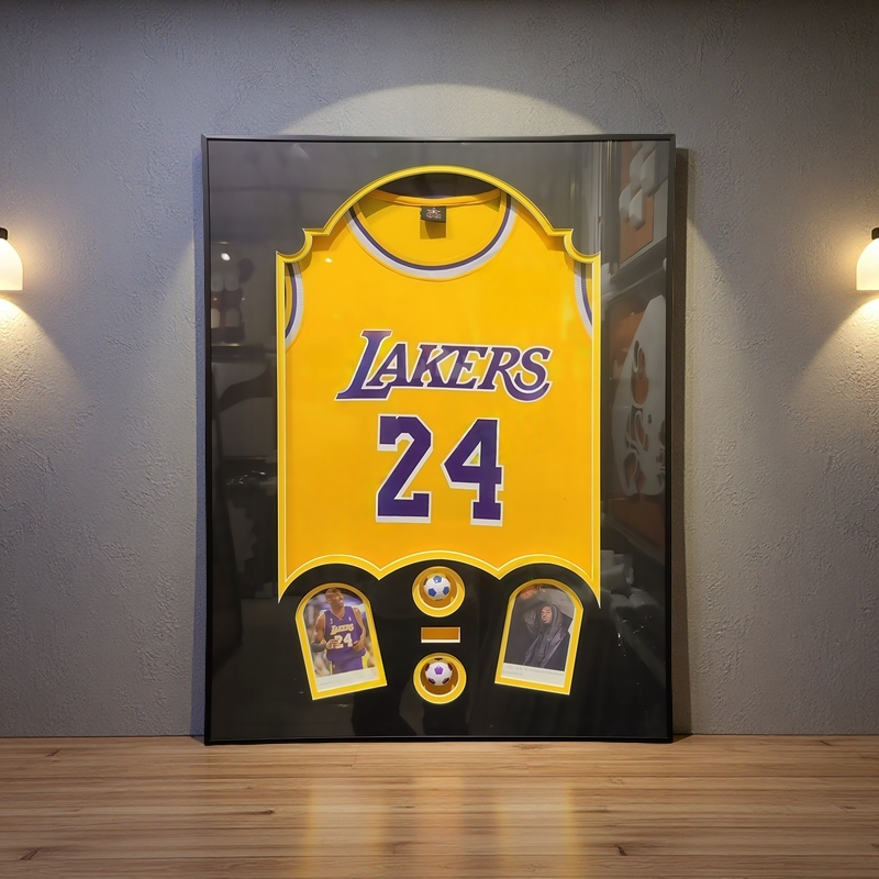 Framed Kobe Bryant Lakers #24 Jersey Wall Art – Customizable Display Frame for Basketball Fans