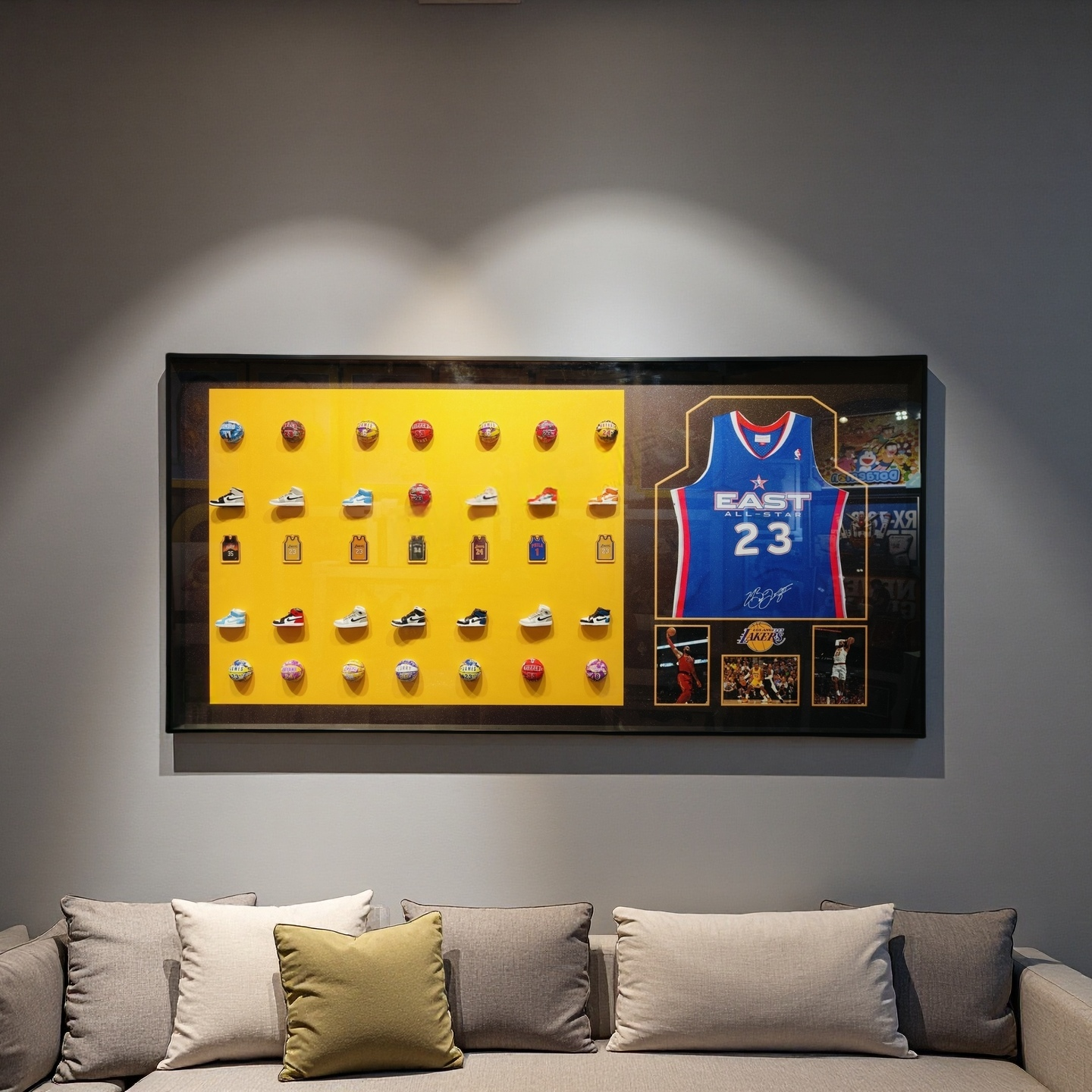 LeBron James East All-Star jersey 3D basketball and sneaker framed wall art, 60×120cm collectible decor