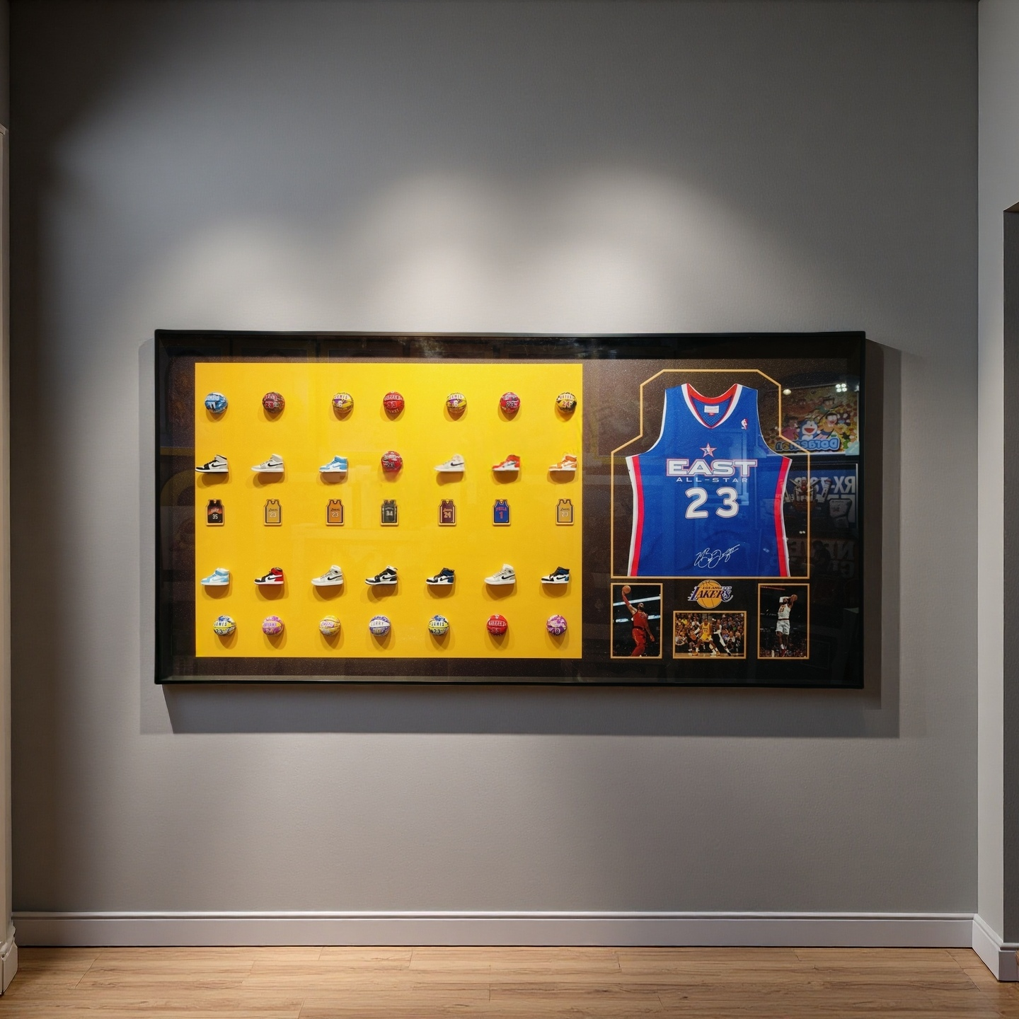 LeBron James East All-Star jersey 3D basketball and sneaker framed wall art, 60×120cm collectible decor