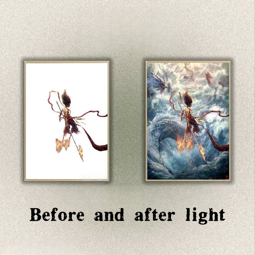 Nezha 2 Magic Child Light-Up Bedside Art – Anime-Inspired LED Night Light with 3D Design