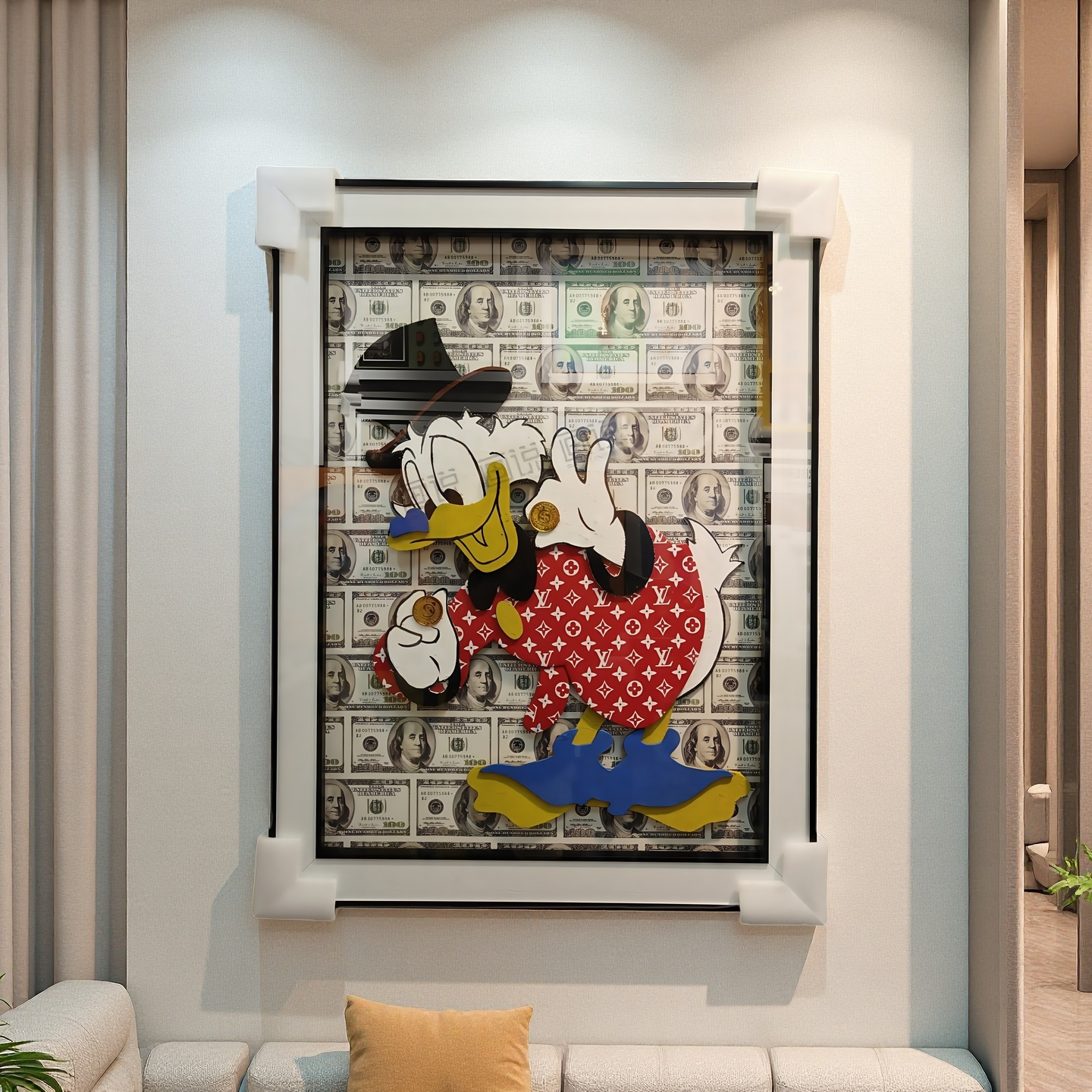 Luxury Donald Duck Money 3D Wall Art Hanging on Wall - 60×80cm Pop Art Decor