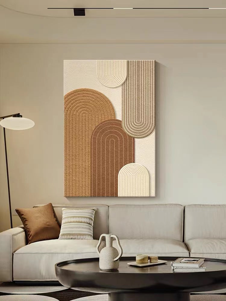 Modern minimalist wall art in beige, taupe, and brown tones – 3D texture, 80×120cm vertical wall decor