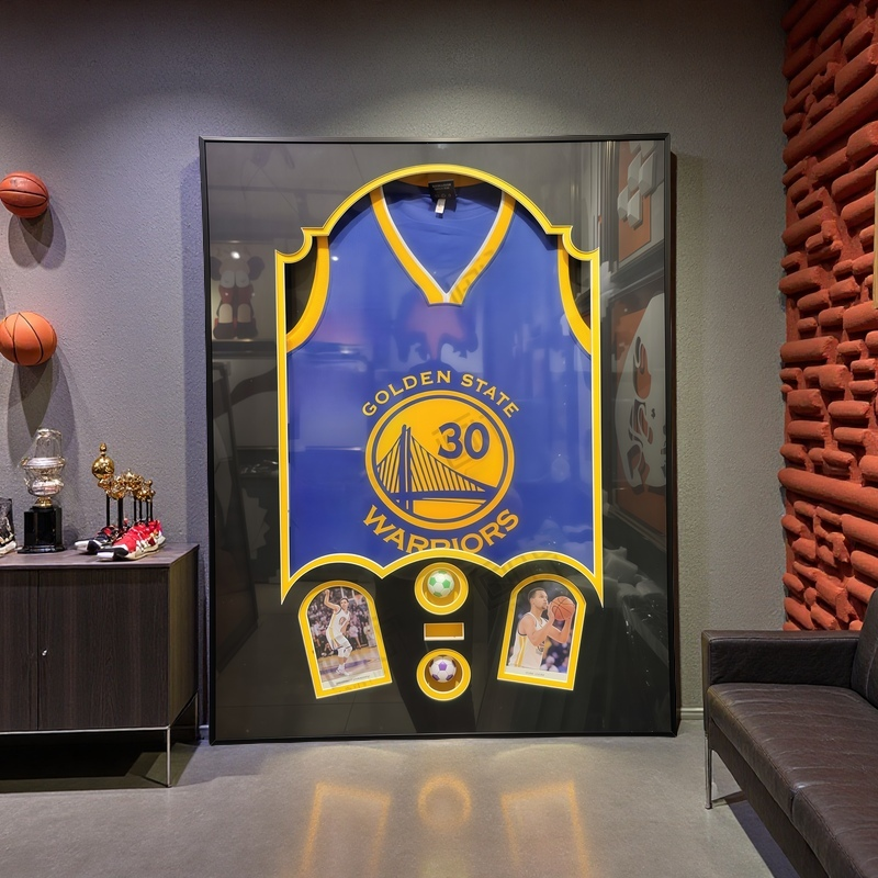 Stephen Curry #30 Golden State Warriors framed jersey wall art with openable display