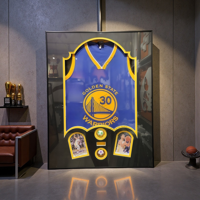 Stephen Curry #30 Golden State Warriors framed jersey wall art with openable display