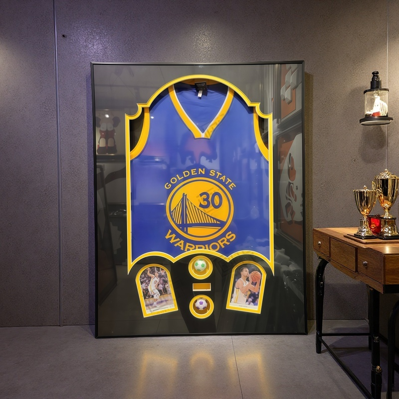 Stephen Curry #30 Golden State Warriors framed jersey wall art with openable display