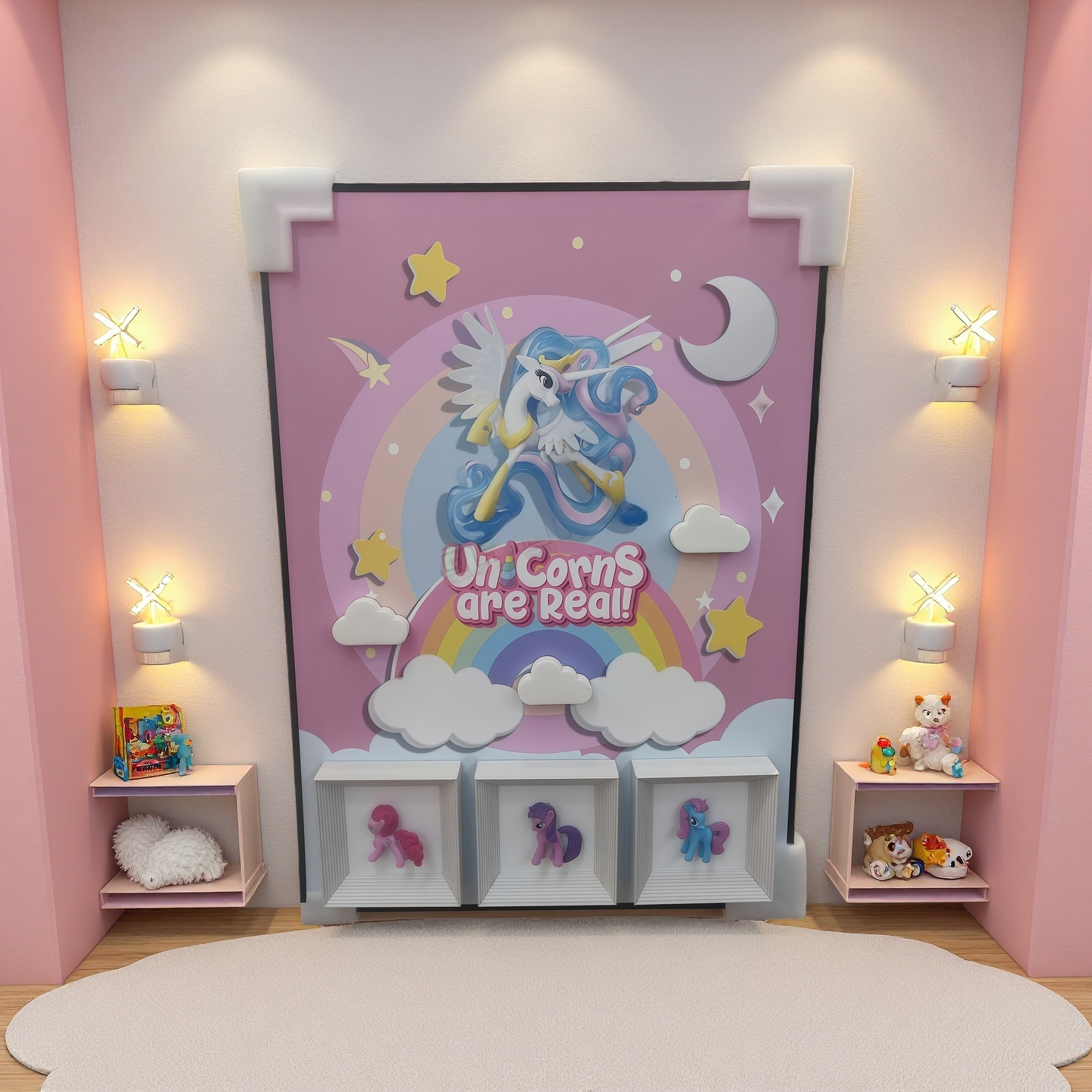 unicorn-3d-pony-wall-art-decor-50x70