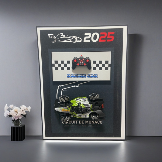 F1 3D wall art featuring detachable RC car and Monaco racing circuit for home decoration