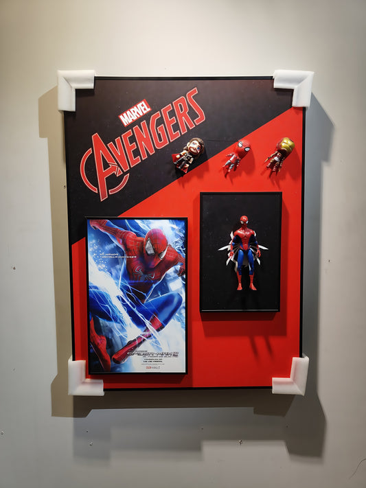 Marvel Spiderman 3D Wall Art Decor with Fixed Figurine, Red Black Superhero Poster 60x80cm for Living Room or Game Room