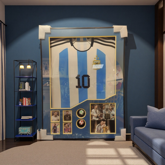 Argentina No.10 Messi Framed Jersey Wall Art with 3D Shadowbox Display