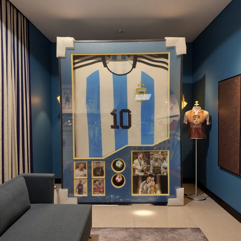 Argentina No.10 Messi Framed Jersey Wall Art with 3D Shadowbox Display