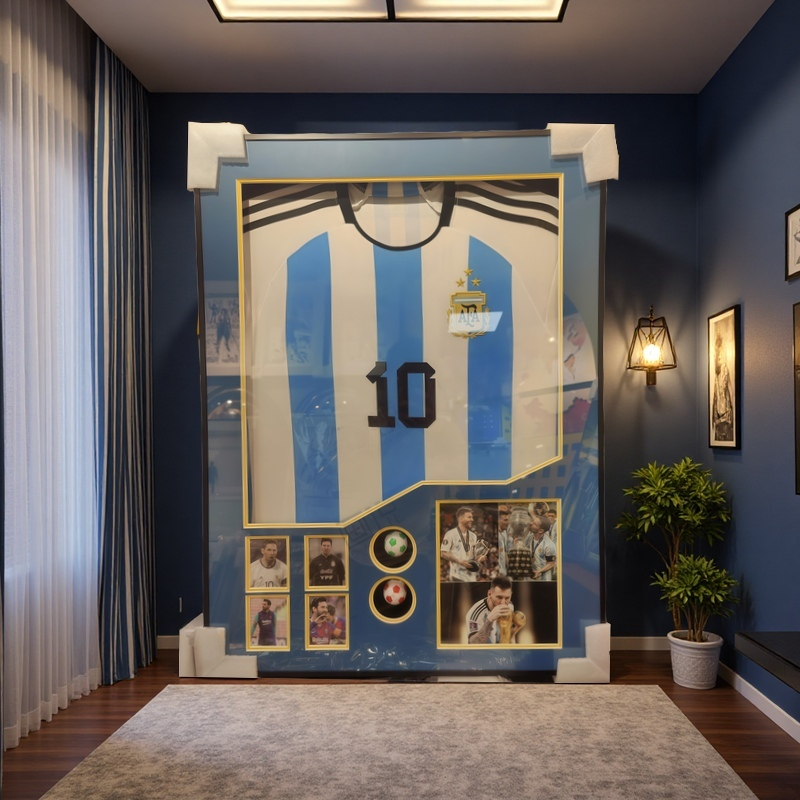 Argentina No.10 Messi Framed Jersey Wall Art with 3D Shadowbox Display