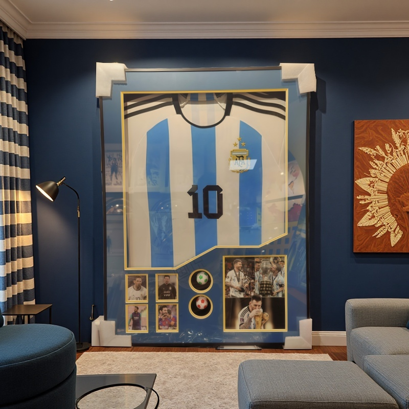 Argentina No.10 Messi Framed Jersey Wall Art with 3D Shadowbox Display