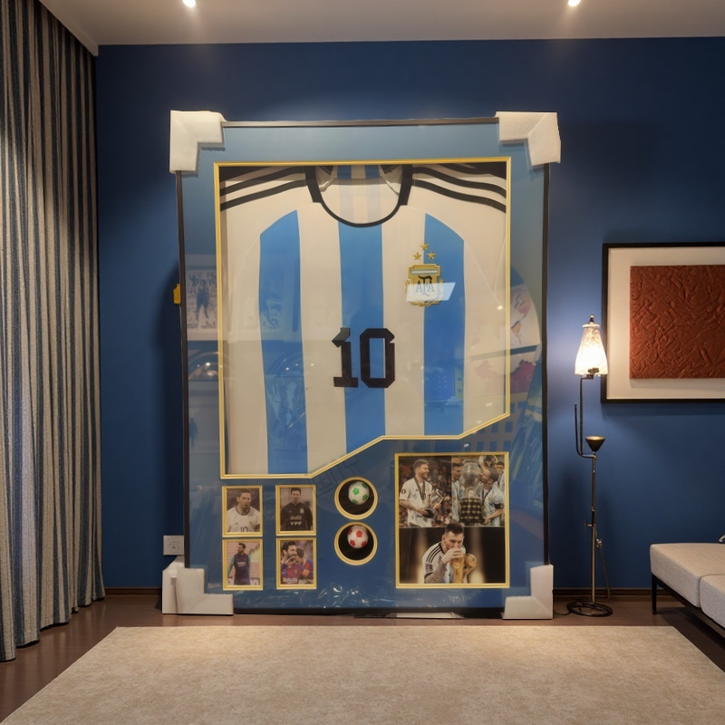 Argentina No.10 Messi Framed Jersey Wall Art with 3D Shadowbox Display