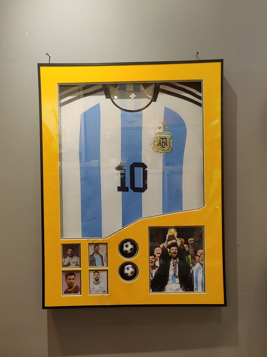 Argentina No.10 Messi commemorative jersey wall art with openable frame and photo collage