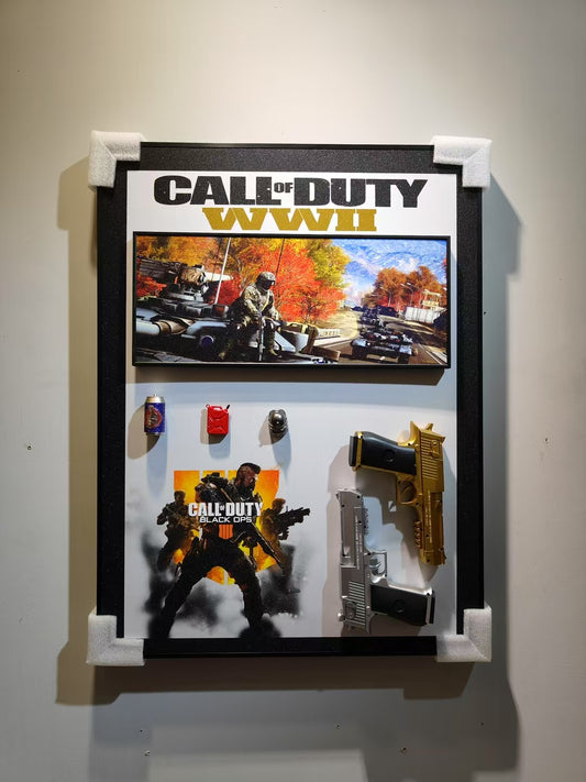 Call of Duty 3D gun wall art for gaming room decor with detachable pistols
