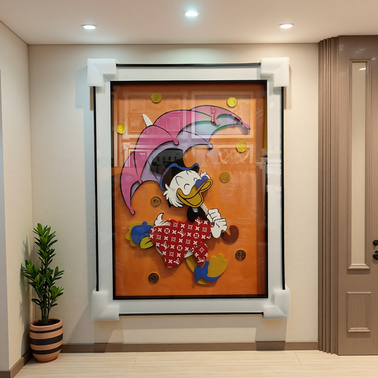 Donald Duck luxury vibes 3D wall art hanging decor in orange background, 60×80cm